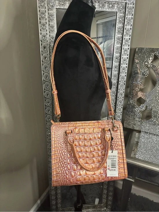 💕Brahmin Cami Apricot Rose Melbourne Leather Satchel